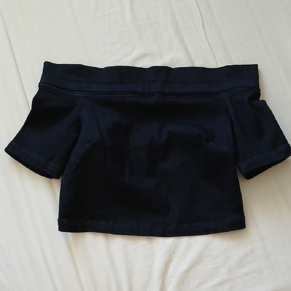3x1 NYC Denim Off-Shoulder Black Crop Top Size S - Picture 6 of 8